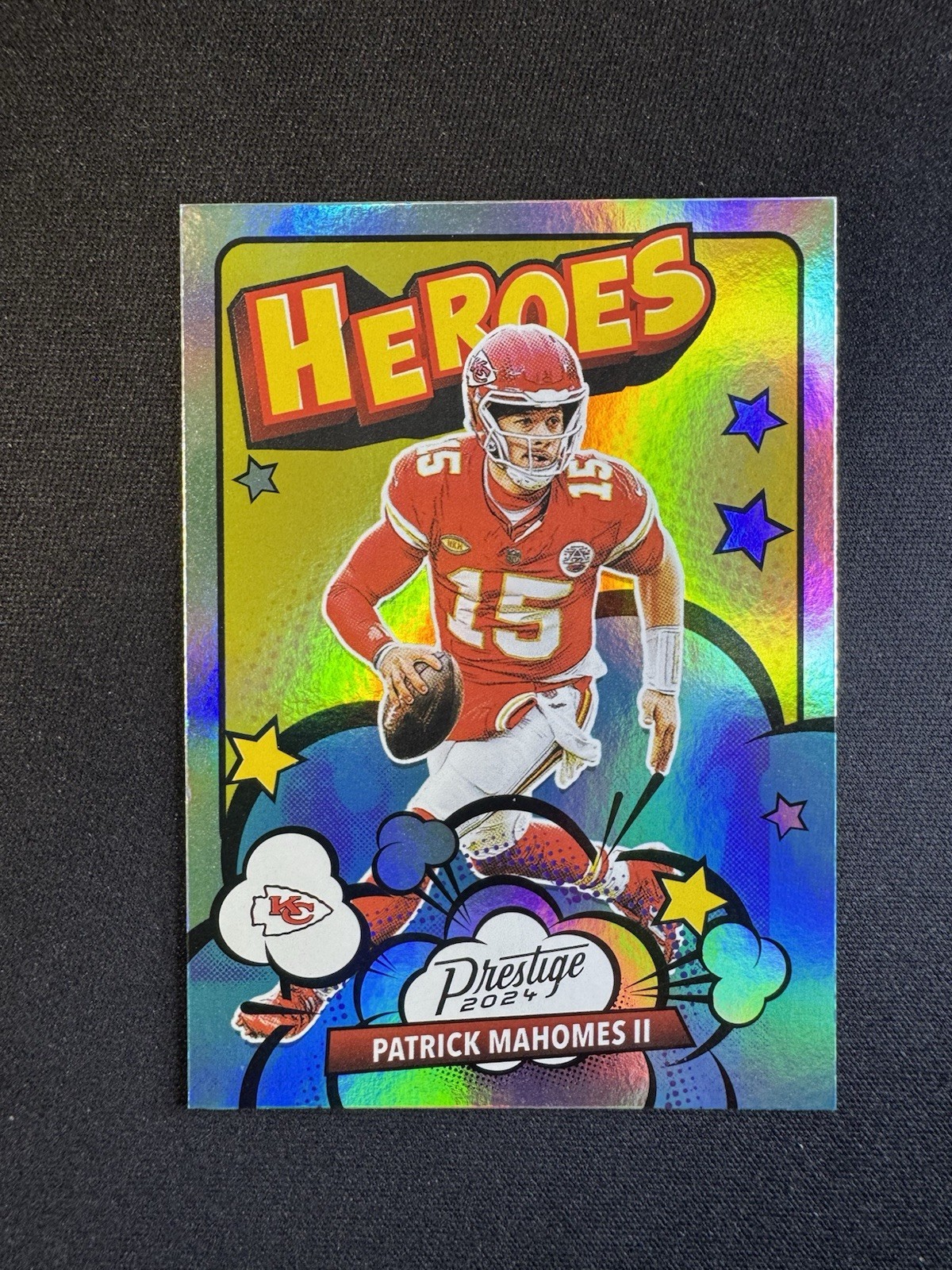 Patrick Mahomes II #10 Football Cards 2024 Panini Prestige Heroes trading card — raw and PSA graded price guide