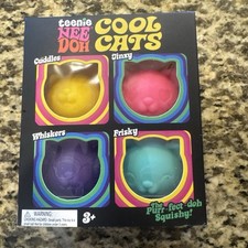 NeeDoh Teenie Cool Kittens 4-Pack Schylling Squishy Cats Fidget Stress Toy NIB  