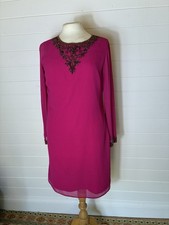 SAVOIR BRIGHT PINK BEADED EMBELLISHED DRESS 14 EVENING PARTY FORMAL