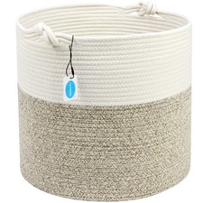 Natural Woven Cotton Rope Storage Basket Organizer Towels Blanket Tall Hamper
