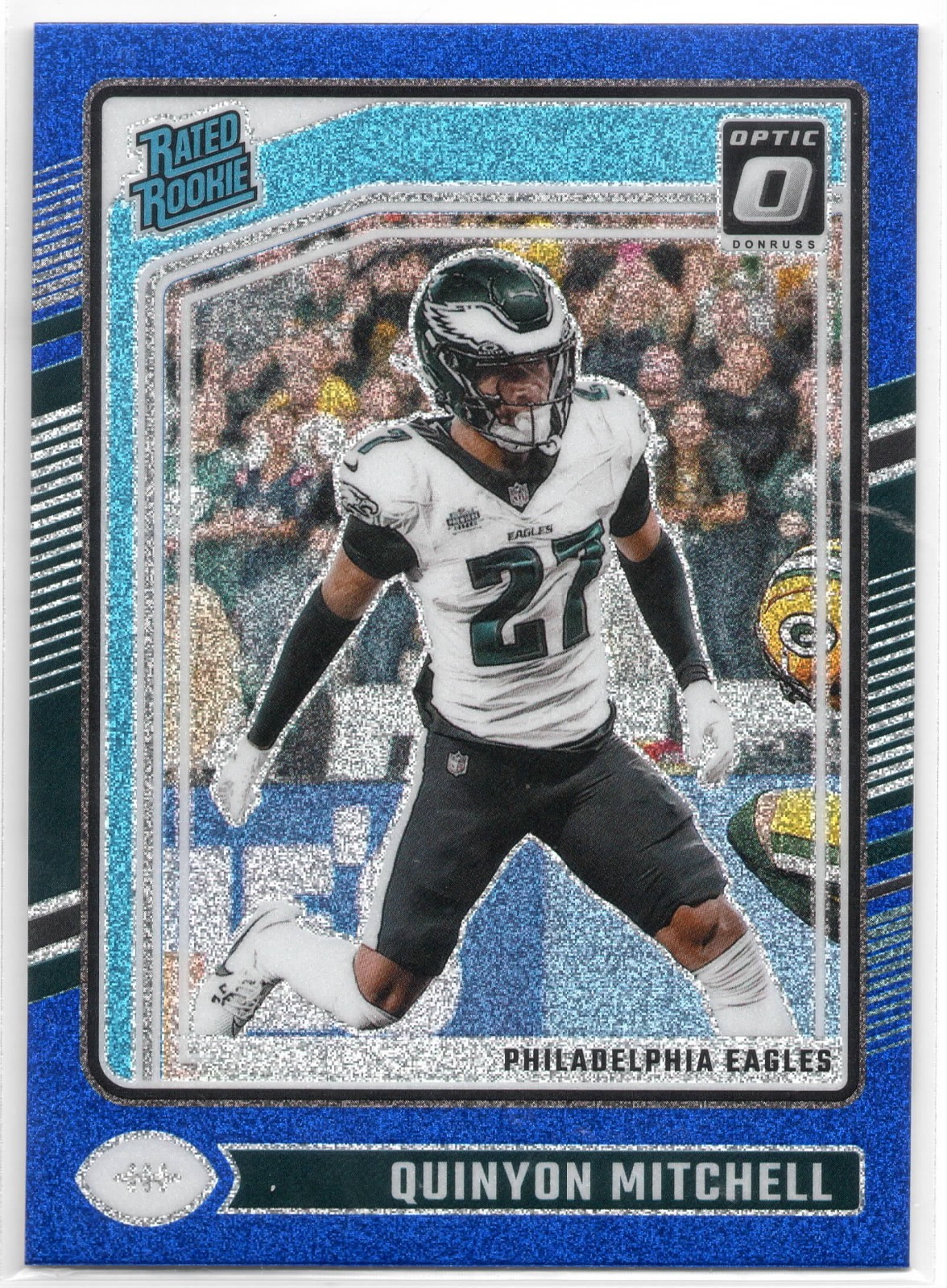 Quinyon Mitchell 2024 Donruss Optic Blue Glitter Prizm SSP #282 Rated Rookie