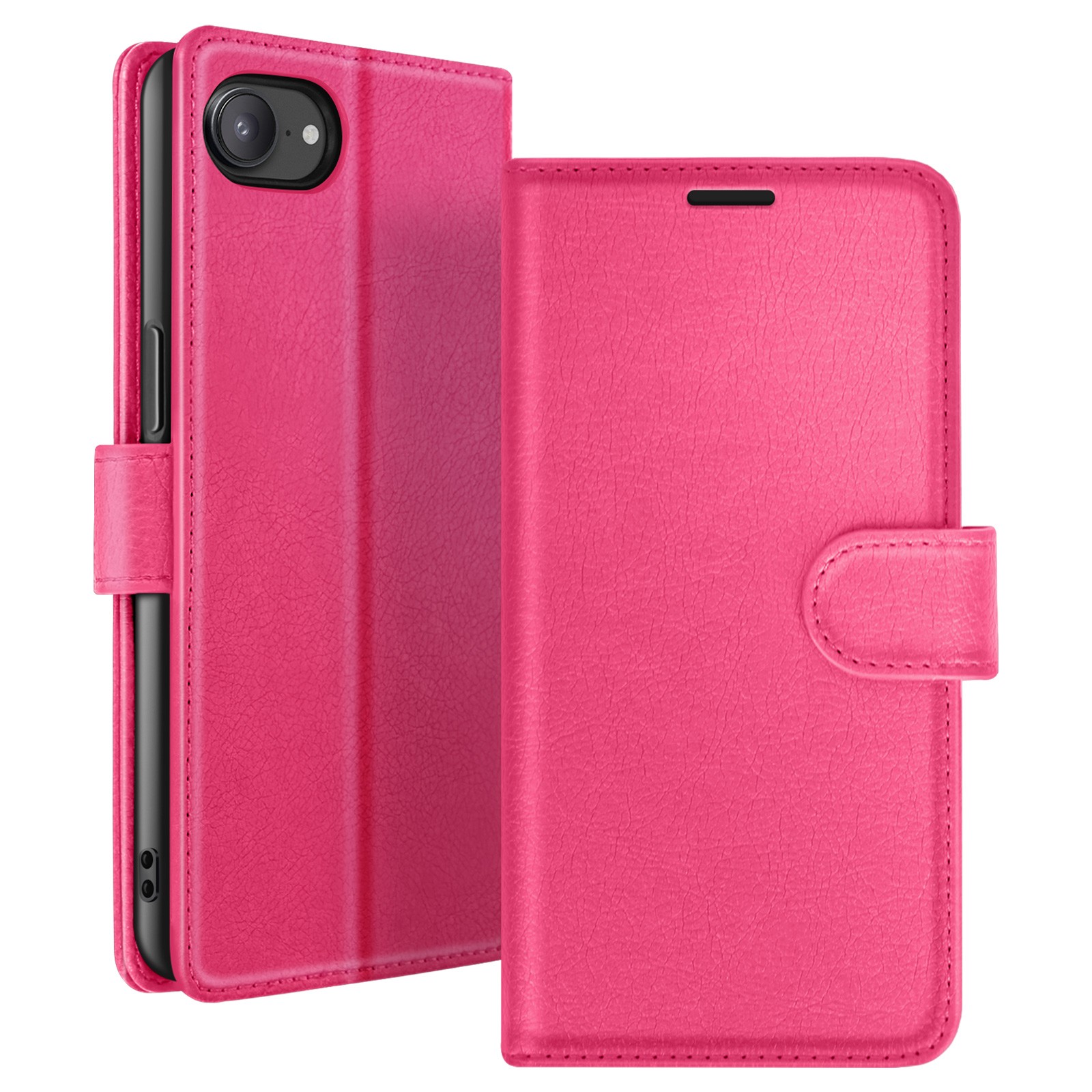 Étui portefeuille iPhone 16e fuchsia avec support vidéo intégré