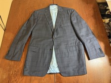 OXXFORD Bespoke Gray Windowpane Plaid Sport Coat Suit Blazer 44R Wool