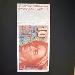 Switzerland 10 Franc Banknote Schweizerische Nationalbank Serial 8980863608
