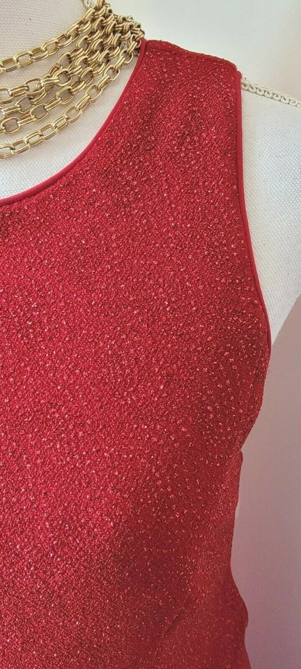 Vestido largo brillante sin mangas Patra para mujer rojo vacaciones formal boda pequeño 8 Foto 3 de 4