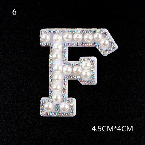 3D Beaded Pearl Alphabet Rhinestone English Letter Patches Iron Sew On Stickers - Picture 17 of 37