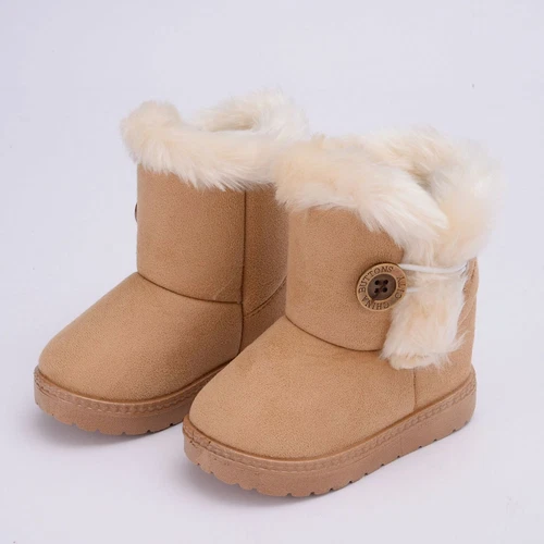Kids Winter Warm Ankle Snow Boots Boys Girls Pull On Fur Lined Toddlers Shoes - Picture 8 of 20