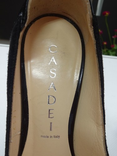 Scarpe dama CASADEI plateau décolleté camoscio pelle verniciata Italy taglia 35,5 (US5,5) come nuove - Foto 8 di 12