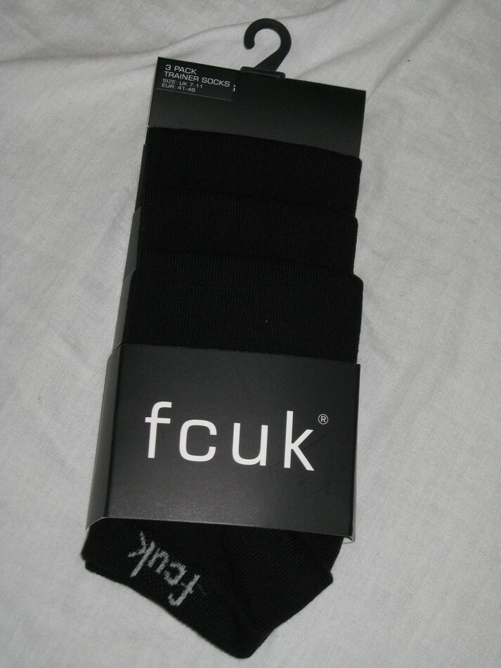 BNWT - FRENCH CONNECTION FCUK   Mens Trainer Socks  -  3 Pairs  Black   7 - 11
