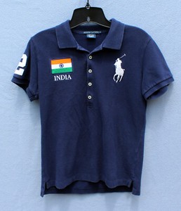 Polo Ralph Lauren Teen Polo Shirt Size L Big Pony India Flag #2 Navy | eBay