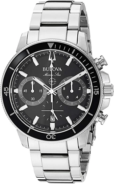 Bulova Men\'s Marine Star Chronograph Rotating Bezel Black Dial Watch 45MM  96B272 42429550902 | eBay