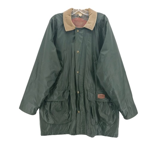 WOOLRICH Vintage Field Chore Jacket Green MADE IN USA Cord Kragen LARGE