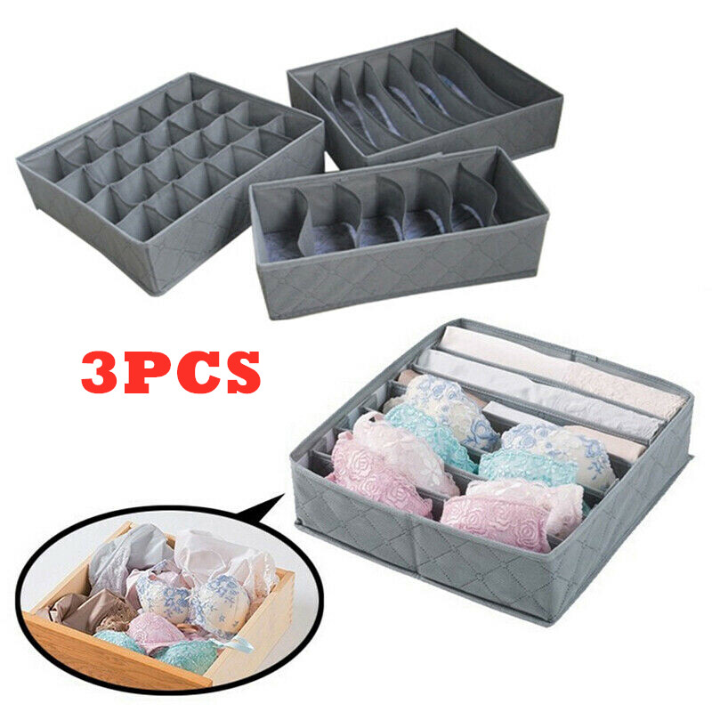 3 Set Drawer Organiser Underwear Socks Tie Bra Storage Wardrobe Box