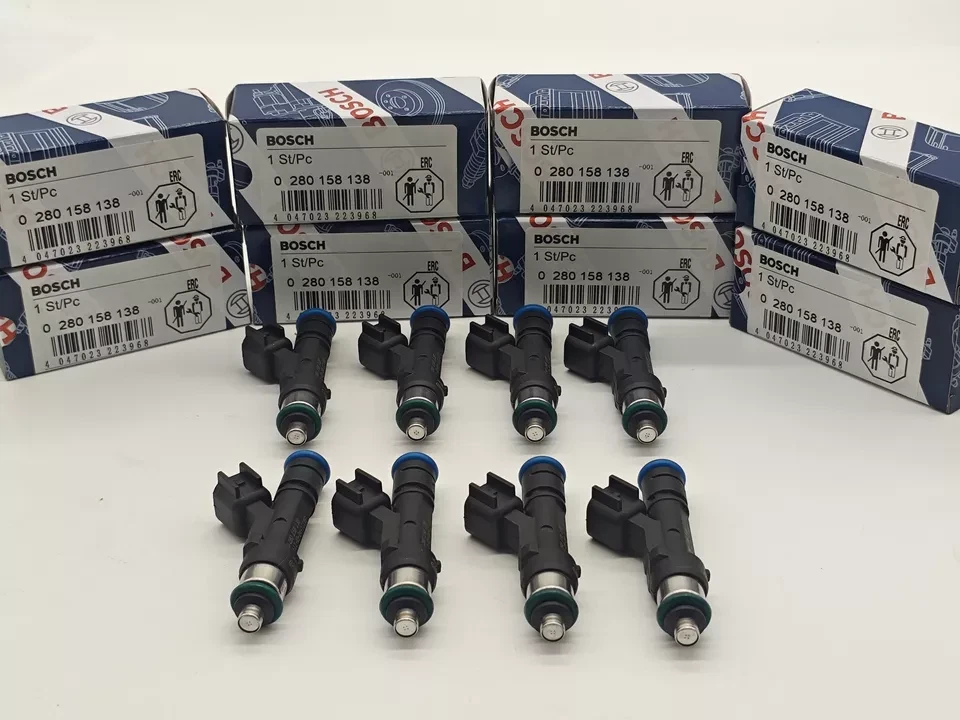 8PCS Genuine BOSCH Fuel Injectors OEM 0280158138 for 2007-2009 Ford F-150 5.4L Foto 2 de 4