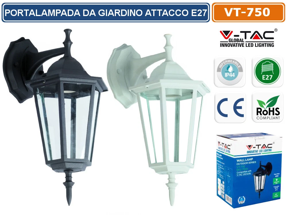 Vetrineinrete® Lanterna Da Parete Retrò Per Esterno - Applique Da Giardino IP44 Bianca Con Portalampada E27 - Illuminazione Per Facciate E Terrazzi - 2