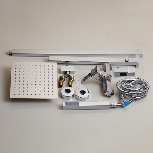 US 8" Bathroom Shower Faucet Set Valve Rain Hand Sprayer Wall Mounted Mixer Tap - Picture 11 of 11
