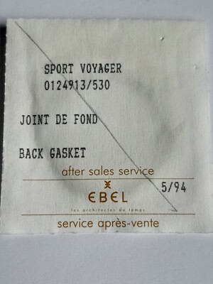 EBEL- SPORT VOYAGER - REF 124913- JOINT DE FOND-CASE BACK GASKET-NOS