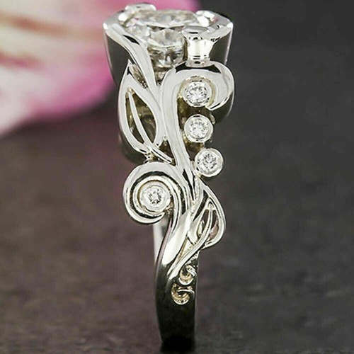 1.00Ct Lab Created Diamond Women's Ring in 14K White Gold Plated Size 6 7 8 9 10 - Picture 3 of 6