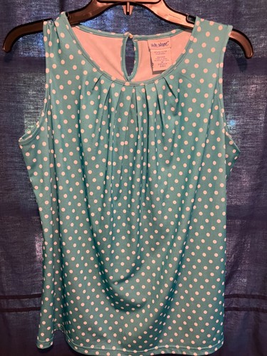 Vicky Wayne sleeveless teal green polkadot size medium top