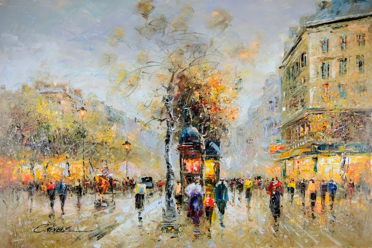 Framed Oil Painting, Сristof Vevers Signed, Paris Cityscape