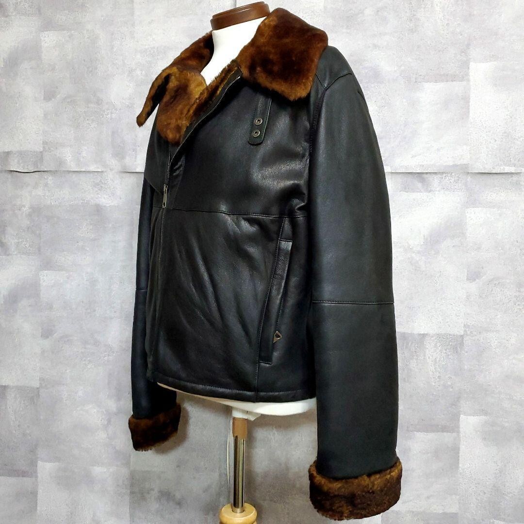 Giorgio Armani Leather Jacket Ryders Shearling Jacket Size 46 Made