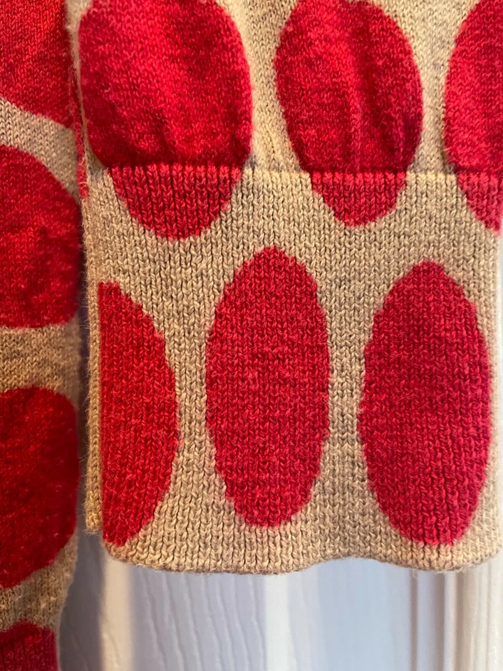 ANN TAYLOR LOFT женщин бежевый розовый горошек кнопка 3/4 рукав хлопок кардиган S - Изображение 3 из 4