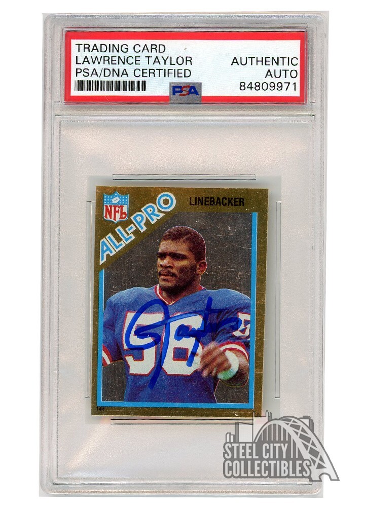 Lawrence Taylor 1982 Topps Stickers Autograph RC Card #144 PSA/DNA