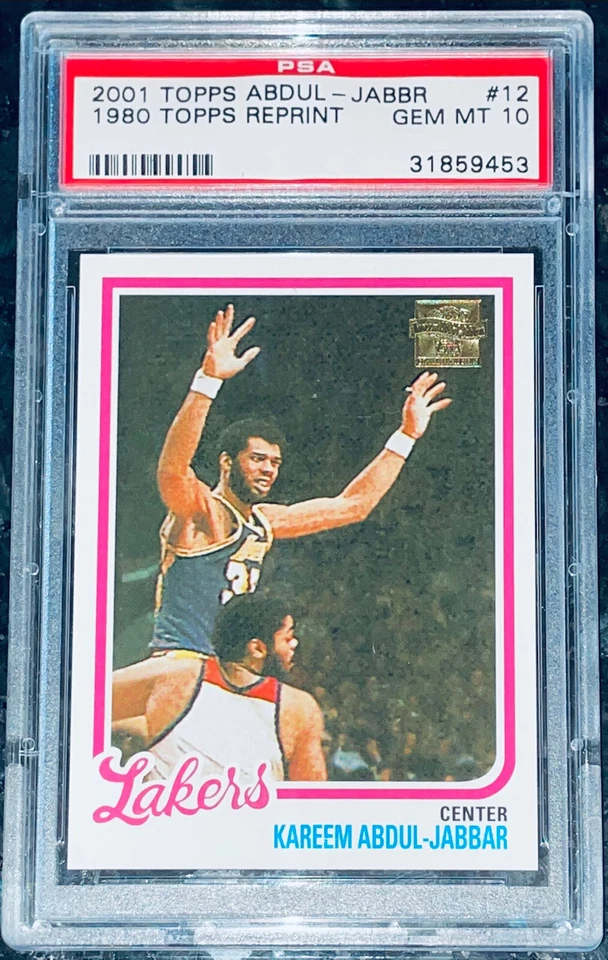 Pop 1 of 3!💎2001 TOPPS KAREEM ABDUL-JABBAR 1980 REPRINT #12 PSA 10 Gold Foil🔥 - Image 3 of 4