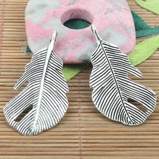 5pcs antiqued silver feather charm pendants G239