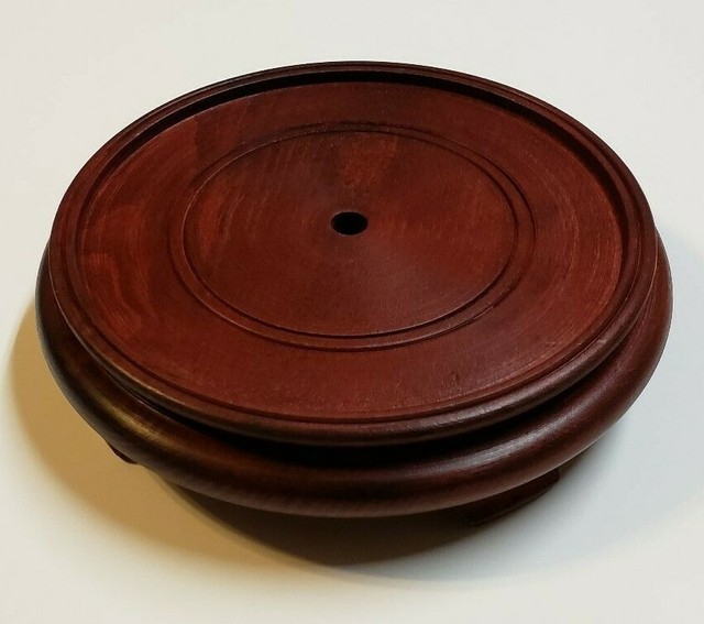 6" Rosewood Finish, Footed Oriental Wooden Lamp Base Hardwood Base
