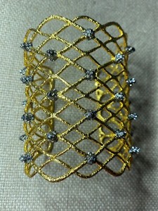 Authentic Alexis Bittar Gold Plated Pave Crystal Spiked Cuff