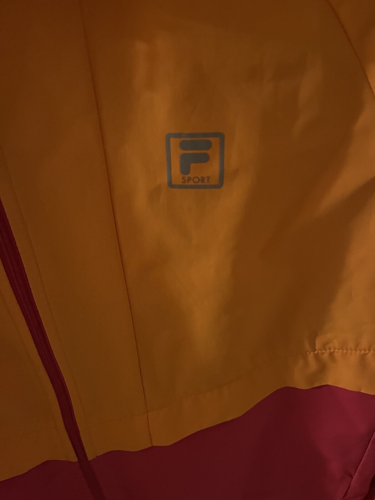 Giacca a vento sportiva FILA donna taglia XS arancione rosa full zip con cappuccio retrò