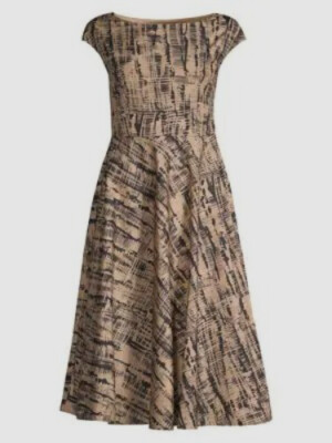 $450 Weekend Max Mara Women's Brown Saloon Short Cap Sleeve A-Line Dress Size 4