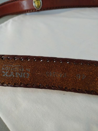 54" XENO Vintage brauner Ledergürtel mit Golfmotiv Nieten - Bild 6 von 7