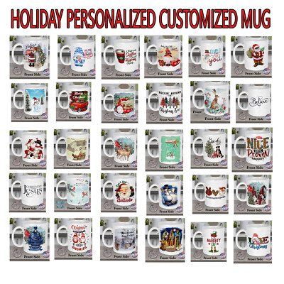 CHRISTMAS GIFT HOLIDAY COFFEE MUG 11oz White Ceramic with Any Name or Text