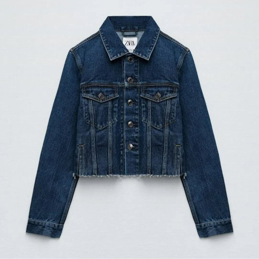 NWT New Zara Cropped Denim Jacket Size S