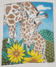 VINTAGE Giraffe Shirt Mens 2XL Long Cows Calf Mom Baby 1995 Sunflower Adult A37
