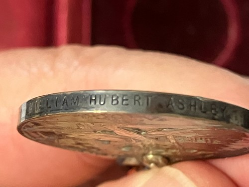 King George V Silver - WWI - Named for Service Medal - William Herbert Ashley - Picture 9 of 15