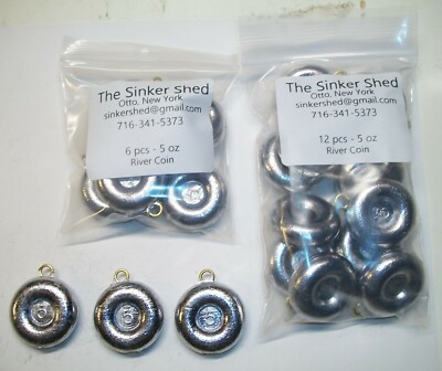 5 oz river coin sinkers / decoy weight - quantity of 6/12/25/50/100 FREE SHIPPIN