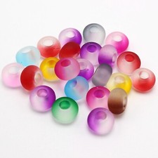 50 Rubber Tone Two Colored Acrylic Rondelle Spacer Beads 14mm With Big Hole 5mm