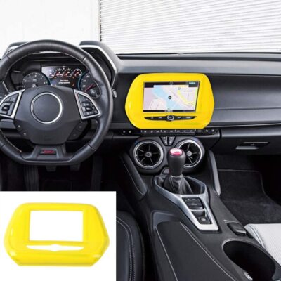 Car Display Navigation Screen Trim Cover ABS for Chevrolet Camaro 2017-23 Yellow