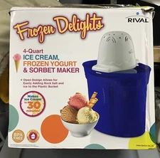 NEW Rival Frozen Delights 4 Quart Ice Cream, Frozen Yogurt and Sorbet Maker Red
