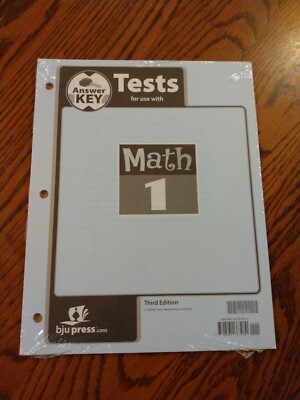BJU Math 1 Test Pack Answer Key 3rd Edition New Sealed Homeschool