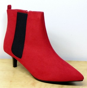 red kitten heel boots