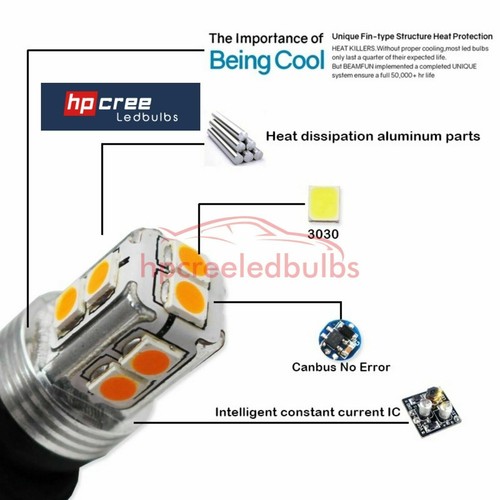 NEW 2X BAX9S 434 H6W 30W 18LED 3030SMD AMBER INDICATOR CANBUS* LIGHT BULBS - Picture 4 of 4