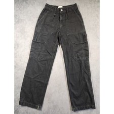 BDG Urban Outfitters Baggy Cargo Pants Womens Sz 25 Black Y2K Goth Grunge Jeans