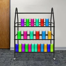 4 Tier Rolling Printer Filament Storage Rack, Filament Spool Holder with Wheels