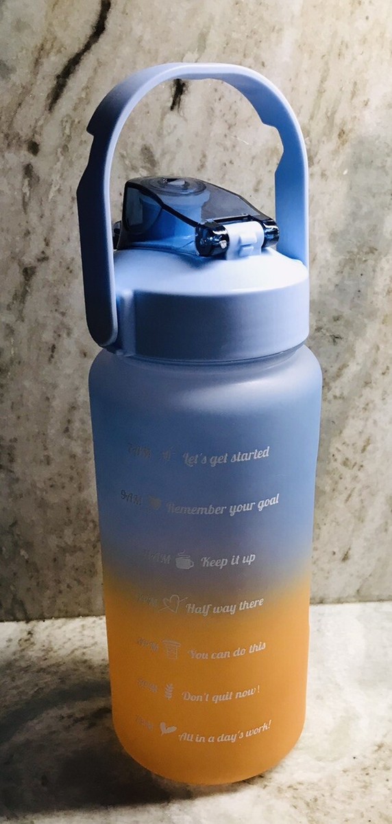 Portable Motivational Water Bottle W/Time Marker/Lanyard -Orange