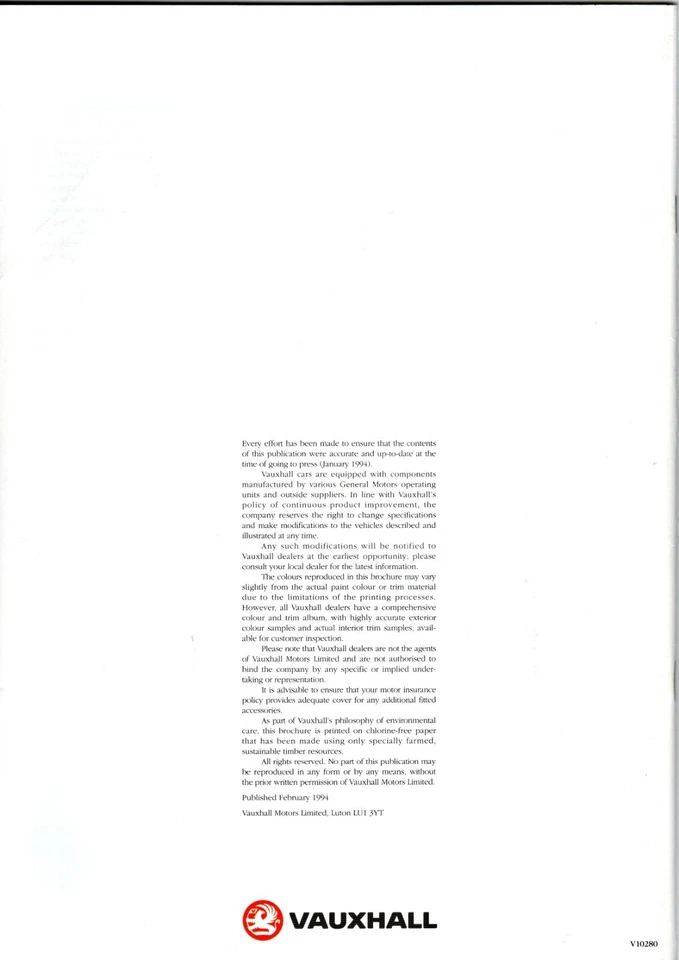 Vauxhall Corsa 1994 Models Edition 2 UK Sales Brochure includes SRi & GSi 16v - Image 2 of 2