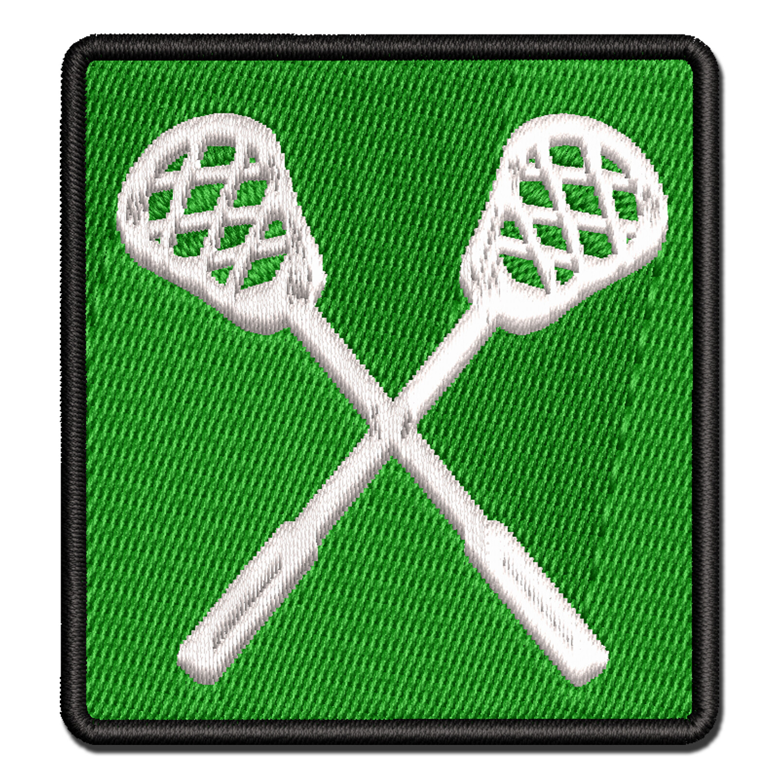 Colorful Embroidered Crossed Lacrosse Sticks Iron-On Patch Applique